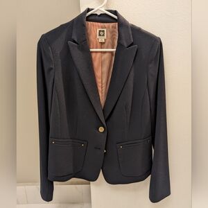 Lined Ann Klein Navy Blazer with Gold Buttons, Size 4